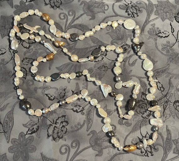 Vintage - Natural Freshwater Keshi Pearl Necklace - image 3