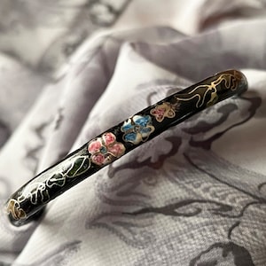 Vintage - Black Cloisonne Glass Bracelet