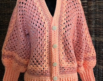 Orange Sherbert Hand Crochet Sweater