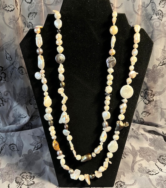 Vintage - Natural Freshwater Keshi Pearl Necklace - image 1