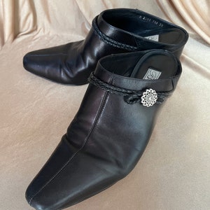 Vintage - Brighton Black Twist Leather Mules