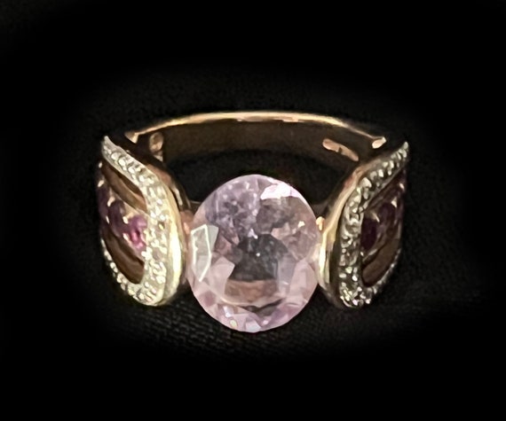 Vintage - 925 Thailand Gold Tone Jeweled Ring - image 2