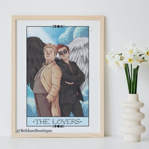 Carte de tarot The Lovers Good Omens, impression A4 (sans cadre)