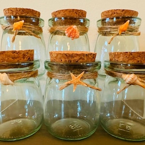 Coastal Glass Bottle Great for displaying Ocean Treasures. Create your own Keepsake Jar, Make a Message in a Bottle