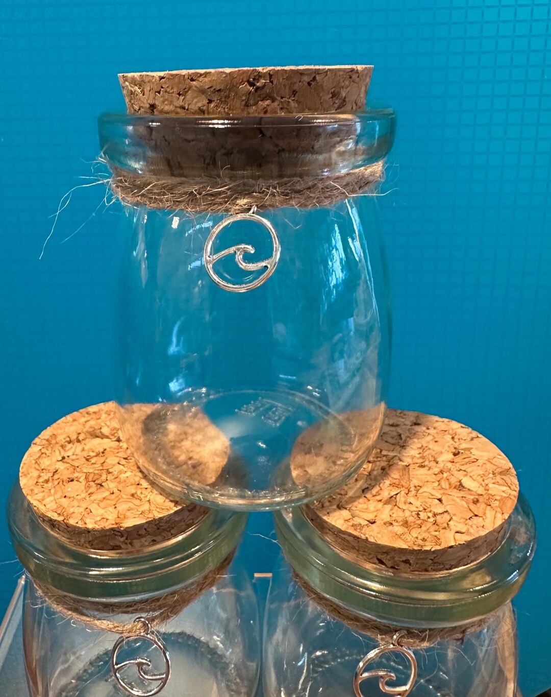 Wave Rider Jar Coastal Wave Keepsake Jar: Glass Bottle With Wave Charm Decor - Etsy