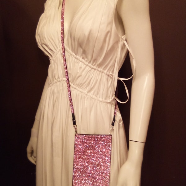 Crossbody Crystal Cellphone bag Pink NEW 6.5" x 4.4" Cellphone Carrier