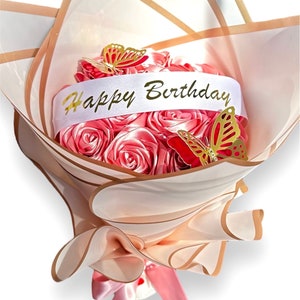 Personalized Ribbon, Roses Bouquet, Eternal Roses Bouquet. Forever Roses. Flower Bouquet. Gift for mom, Anniversary gift, Birthday gift.