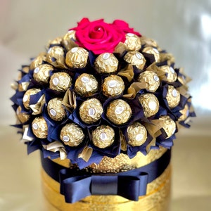 XL Elegantly Deluxe Chocolate Bouquet Box, Ferrero Rocher Bouquet. Anniversary, Birthday, Thank you Gift, Luxury Gift, Bouquet Box.