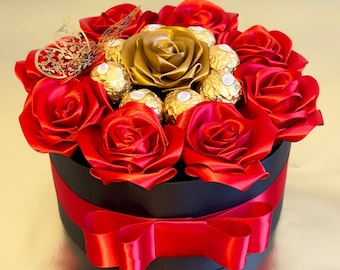 Kit Bouquet De Roses Artificielles Pailletées Rouges JINXIXI - 12 Roses, Perles, Papier Cadeau, Pour Saint-Valentin Ou Mariage
