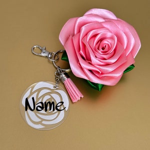 Satin Rose Keychain Etsy