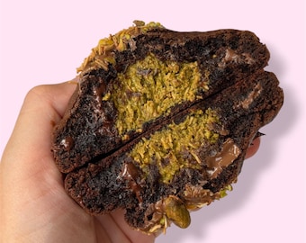 Dubai Chocolate Cookies with Pistachio Kataifi Filling | Gourmet Stuffed Cookies | Thick Double Chocolate Cookies