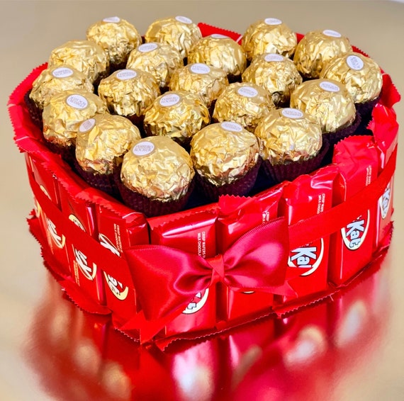 Luxury Heart Shaped Chocolate Giftbox Kitkat Ferrero Rocher Giftbox Candy Box Valentines Day Giftbox Anniversary Giftbox Gift for Her Etsy UK