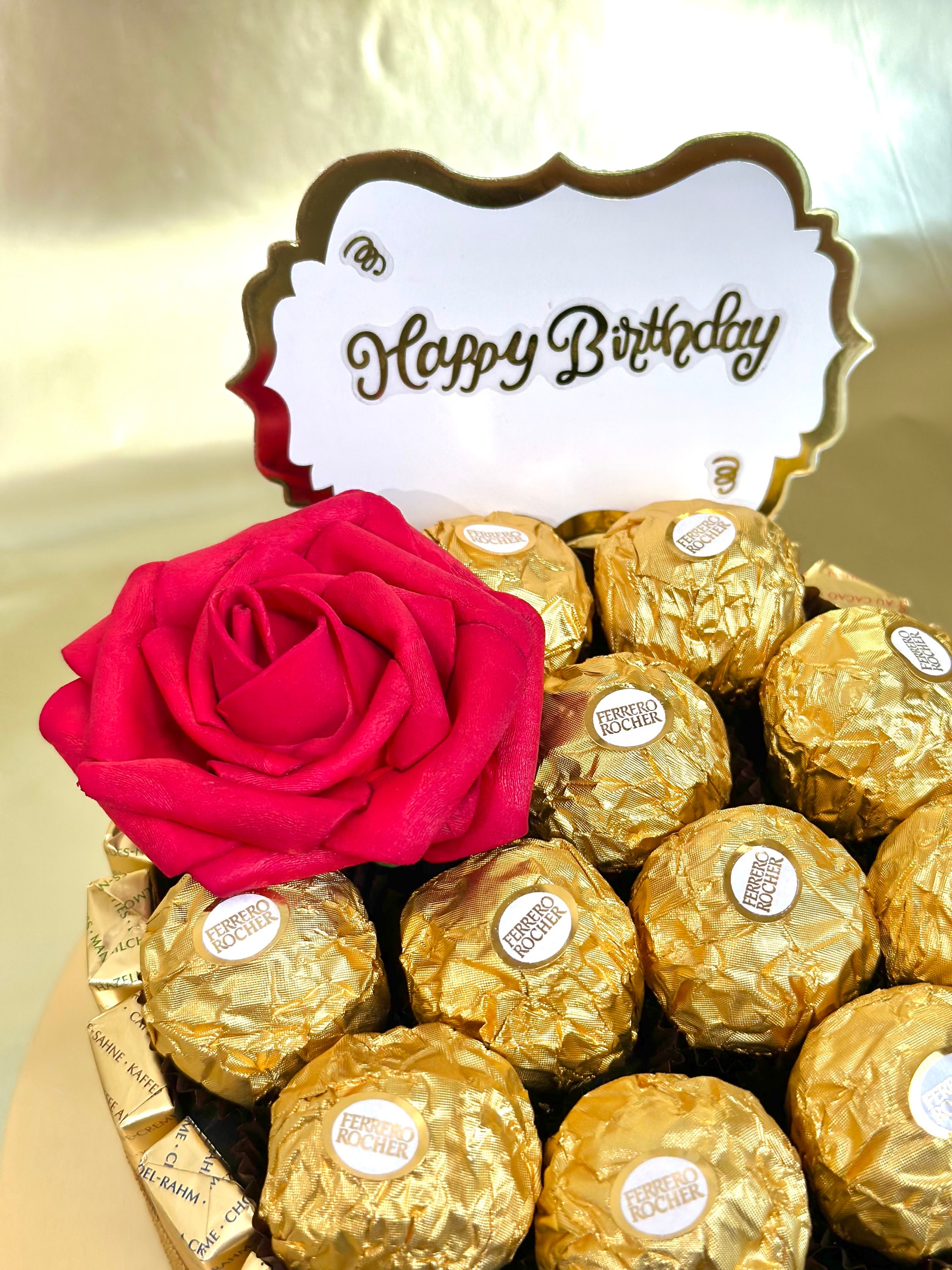 Luxury Black Rose Chocolate Ferrero Rocher Gift Box, Birthday Gift