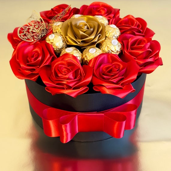 Silk Ribbon Roses. Flower Box. Satin Roses. Eternity Rose