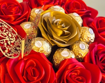 Silk Ribbon Roses. Flower Box. Satin Roses. Eternity Rose