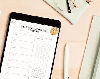 Printable Weekly Planner for Traders | Crypto, Forex, Stock Market Organizer | Mood & Habit Tracker | Digital Download