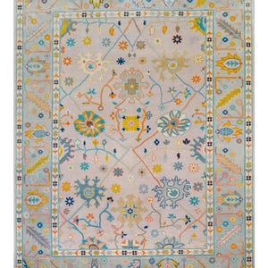 Floral Oushak style Hand Knotted Rug 4x6, 5x8, 6x9, 8x10, 9x12, 10x14 ft Handmade Rugs for Living Room - Antique Contemporary rug