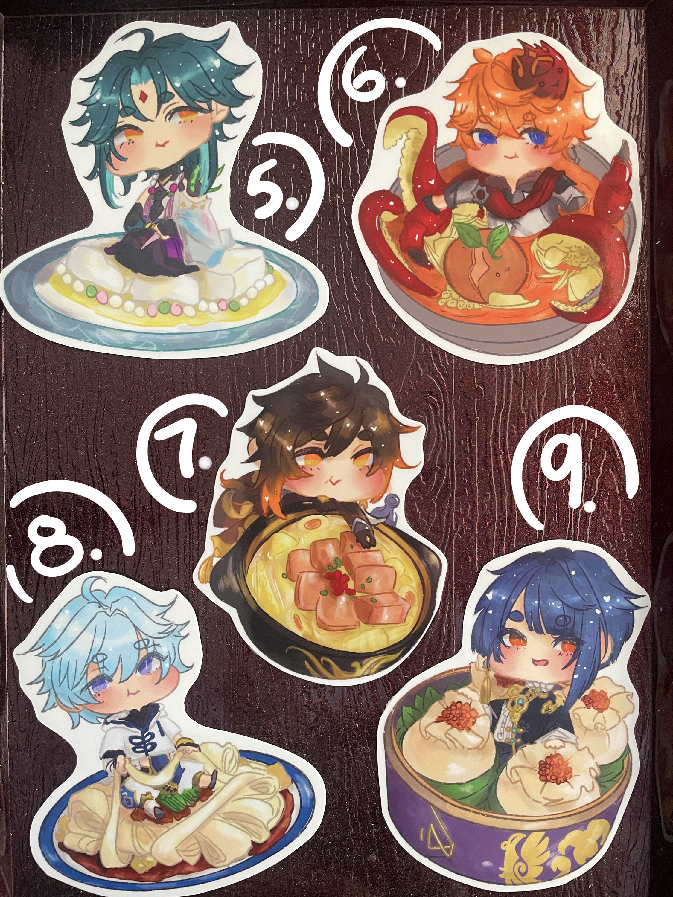 Genshin Impact Character Specialty Food Vinyl Stickers Etsy