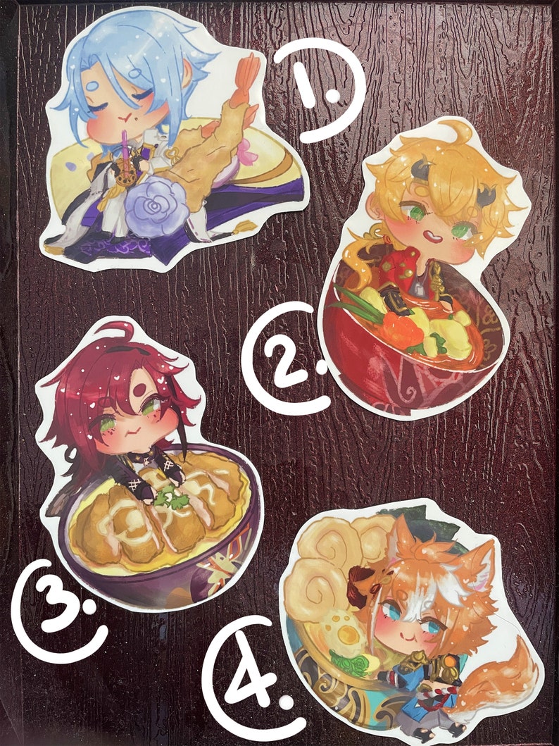 Genshin Impact Character Specialty Food Vinyl Stickers Etsy