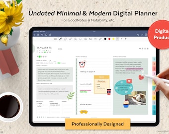 Undated Simple & Minimal DIGITAL Planner/Journal for GoodNotes and Notability iPad Planner *INSTANT DOWNLOAD*