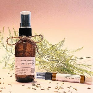 Pillow & Room Spray, Organic Lavender + Vanilla, Gift Wrapping Available, Full or Travel Size Linen Mist, perfect gift by jsAromatherapy