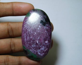 70 Ct Natural Ruby Zoisite Cabochon Pear Shape Hand Polished Loose Gemstone Jewelry Making 38X34X4 MM