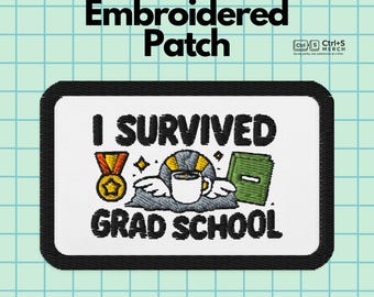 Ik heb de lagere school overleefd | Grappige academische geborduurde patch | Afstudeercadeau voor rugzakken, jassen en draagtassen
