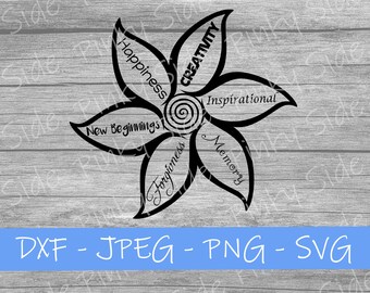 Inspirational Flower SVG: Creativity, Happiness, Forgiveness (Digital Download)