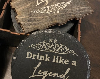 Engraved slate coasters with box (set of 4) | Personalized Coasters | wedding gift |wedding favours | housewarming gift