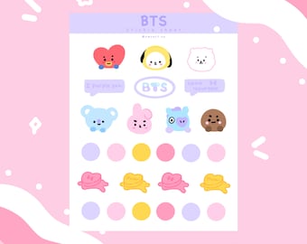 bts sticker sheet etsy