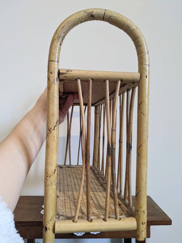 Vintage Wicker Bamboo Cane Wall Mounted Unit Etsy UK