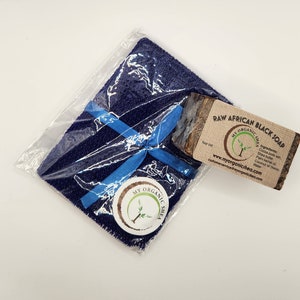 Authentic African Exfoliating Bath Sponge & Raw Black Soap Bar from Ghana