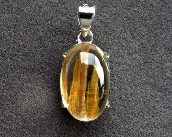 ESCLUSIVO! Quarzo rutilato dorato AAA su pendente in argento sterling 10,55 ct