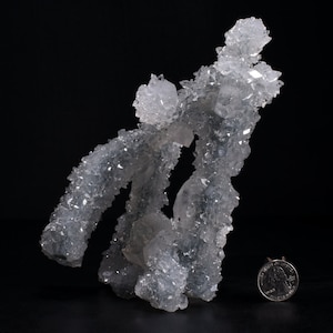 Collector Specimen Apophyllite Stalactite Formation on Blue-Gray Chalcedony 1.69lbs