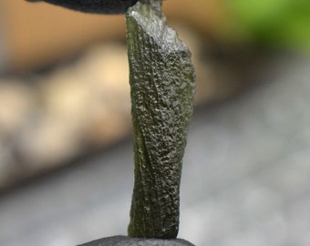 Chlum Moldavite 18.25ct Twisted Stick-Shaped Premium Grade