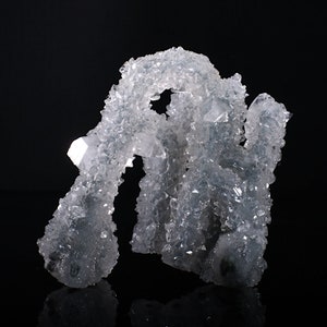 Collector Specimen Apophyllite Stalactite Formation on Blue-Gray Chalcedony 14.40oz