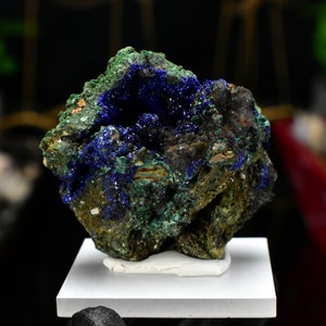 Deep Blue Azurite on Malachite from Laos 3.81oz