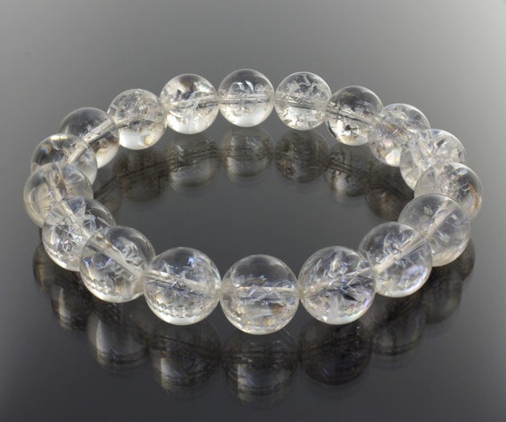 Crackle Fire Quartz 14mm Crystal Round Beads Bracelet