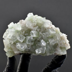 Green Apophyllite with Stilbite Prismatic Crystal Cluster 11.18oz