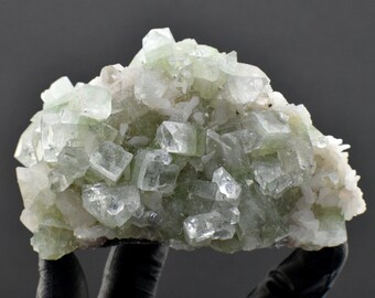 Green Apophyllite with Stilbite Prismatic Crystal Cluster 11.18oz