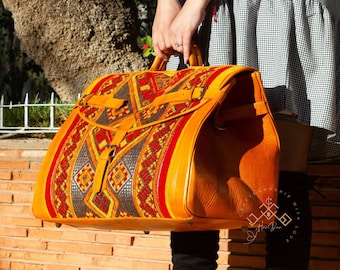 Briefcase kilim duffel bag, Personalized kilim travel bag, Carpet Leather Weekend Bag, boho carpet bag, rug duffel bags, Vintage Carpet bags