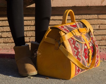 Briefcase kilim duffel bag, Personalized kilim travel bag, Carpet Leather Weekend Bag, boho carpet bag, rug duffel bags, Carpet bags