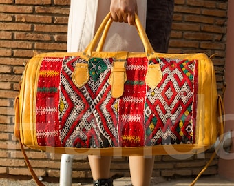 kilim travel carpet bags, kilim travel bag, Boho leather Weekend Bag, Kilim Weekender Bag, kilim leather travel bag, weekend bag woman.