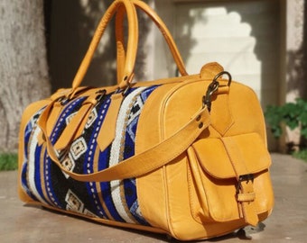 Kilim Travel Bag, kilim weekender bag, Genuine Leather Weekender Bag with Carpet, Bohemian Overnight Bag, Unisex Travel Bag, gift for her