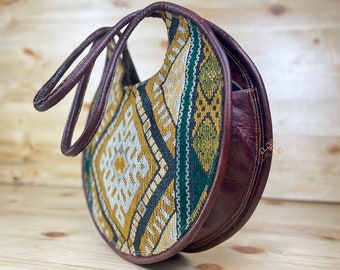 carpet shoulder bag, Carpet Bag Handles style for women, kilim leather handbag, western carpet bags, new design rug bag, gift for her