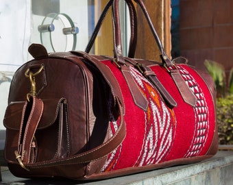 best luggage kilim bag for traveling, kilim leather bag fashion, Kilim travel leather bag, Kilim Weekender Bag, kilim overnight leather bag