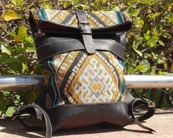 Moroccan Kilim Handcrafted backpacks, leather backpack, bohemian backpack, boho travel backpack, hippie backpacks, western backpack