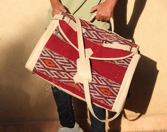 Bolso de viaje kilim grande, bolso de lona kilim maletín, bolso de fin de semana kilim, bolso de fin de semana de cuero de alfombra, bolso de alfombra boho, bolsos de alfombra vintage