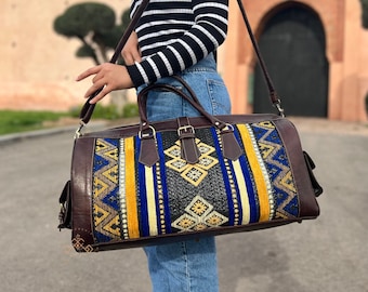 Kilim Travel Bag, carpet bag, Weekender Bag for Woman, weekend bag, Boho western travel bag, carpet overnight bag, kilim overnight bags.