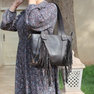 Shakira Fransenledertasche, Lederfransen-Umhängetasche und Umhängetasche mit Fransenleder für Cowgirl, Wild-West-Leder für Frauen, Geschenk für Sie